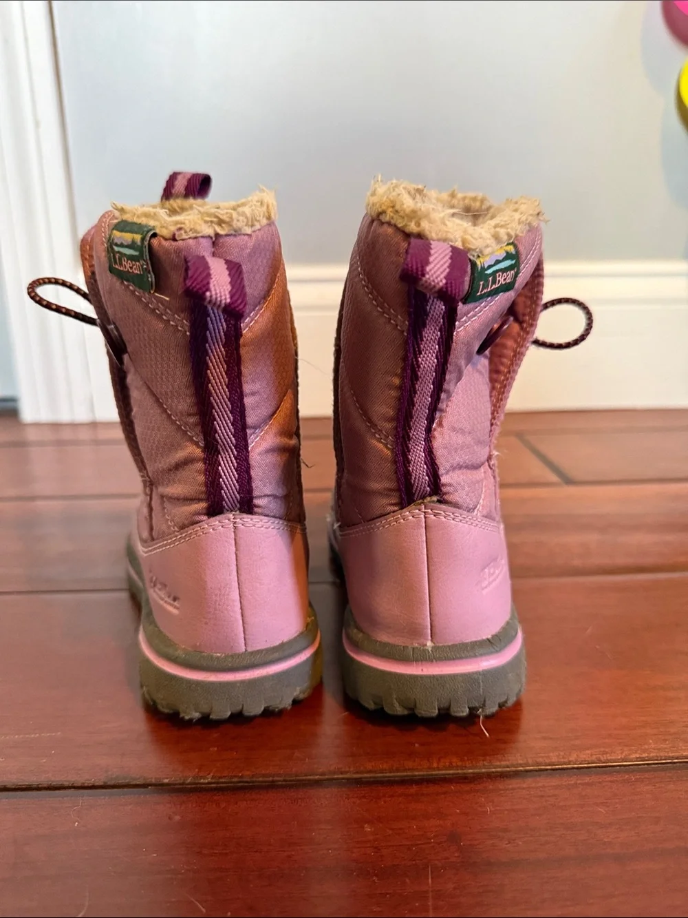 L.L. Bean Girls' Pink and Plum Insulated Snow Boots